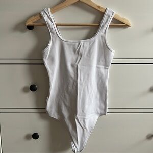 Abercrombie White Ribbed Bodysuit